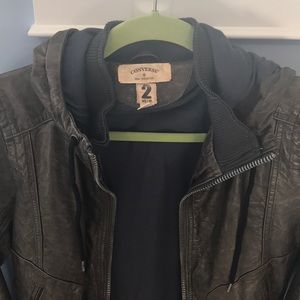 Converse by John Varvatos hooded leather jacket